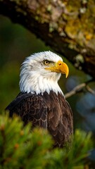 Obraz premium Close-up of an eagle perched on a branch