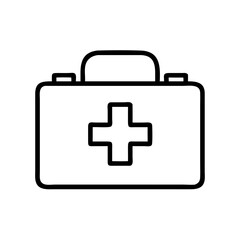 Fototapeta premium First aid kit icon in minimal design with black outline 