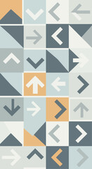Geometric pattern of directional arrows in muted colors.