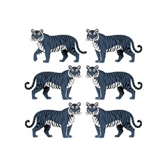 Obraz premium Set of Standing and Walking Tiger Poses in Vector Illustration