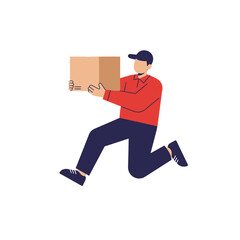A dynamic illustration depicts a swift courier running to deliver a package, symbolizing efficient logistics and modern e-commerce services.