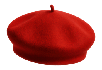 Red beret hat.
