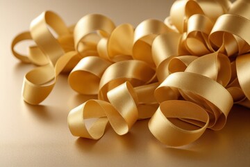 Elegante goldene Schleifenb&auml;nder in weichem Licht f&uuml;r dekorative Zwecke