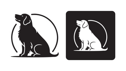 Black color standing dog icon. Illustration silhouette vector eps 10