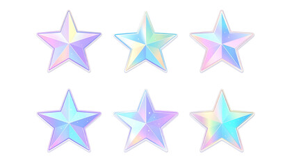 Obraz premium Sixteen iridescent stars in pastel shades