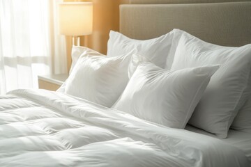 Sumptuous Bedding in Sunlight: A Haven of Comfort and Serenity Awaits for Rest