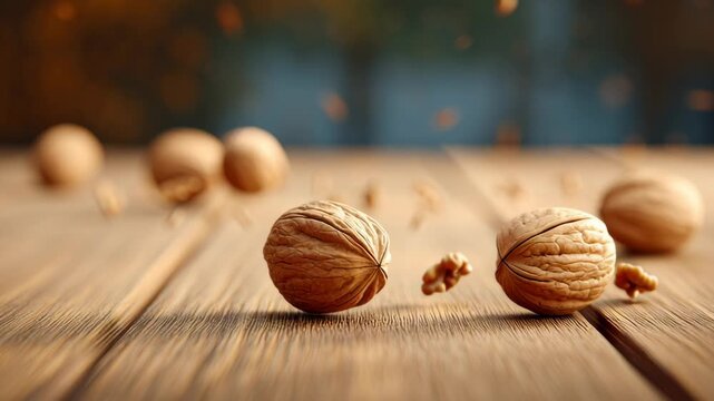 Walnut nut shell wooden rustic natural healthy diet for longevity food protein omega snack brown organic fresh raw kernel texture macro closeup