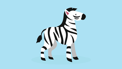 Zebra vector illustration. Cute cartoon zebra isolated on blue background. © Volodymyr