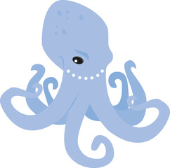Illustration of a Blue Octopus on a White Background - Vector