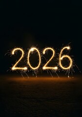 Sparkler Light Painted 2026 Number Symbol Celebration New Year