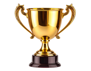 Gold trophy with dark base