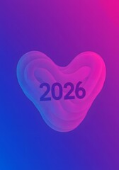 Modern Gradient Wavy Heart Shape 2026 New Year Celebration Design Element