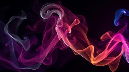 Fototapeta premium Swirling Multicolored Smoke Tendrils in Dark Abstract Space