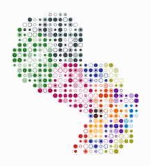 Paraguay, shape of the country build of colored cells. Digital style map of the Paraguay on white background. Large size circle blocks. Plain vector illustration.