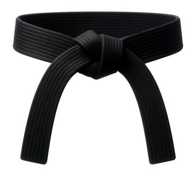 Knotted martial arts black belt symbolizing skill and dedication.
