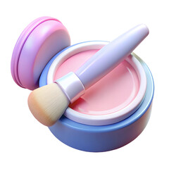 glossy cosmetic brush with make up texture in box, 3d stylized icon