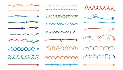 Collection of colorful hand-drawn arrows