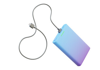 Supply power charger battery powerbank 3D icon isolated on transparent background. rechargeable product usb-c type. illustration elements