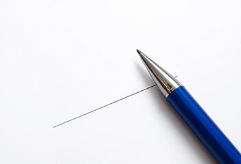 Fototapeta premium A blue ballpoint pen rests on a blank white form, ready for signing, agreement, white background