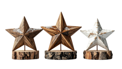 Christmas Tree Topper Trio with Unique Decorative Styles, isolated on transparent background