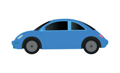 Blue female little car on a white background - Vector illustration