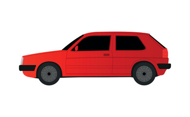 Red Golf sedan car on white background - Vector illustration