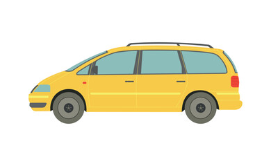 Big yellow minivan on white background - Vector illustration