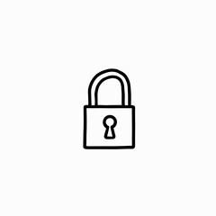 Fototapeta premium Simple black lock icon on white background 