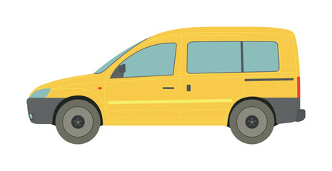 Yellow passenger minivan on a white background - Vector illustration