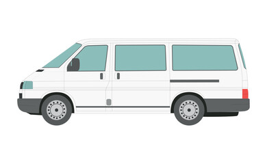 Big white passenger truck isolated on white background - Vector illustration