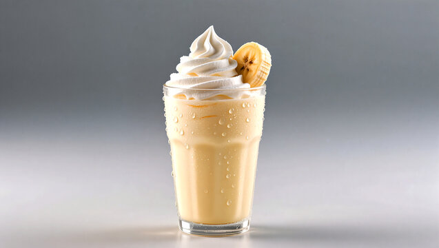 Banana Smoothie with Whipped Cream and Banana Slice