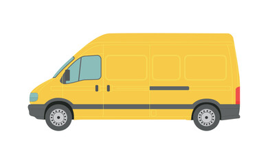 Large yellow van on a white background - Vector illustration