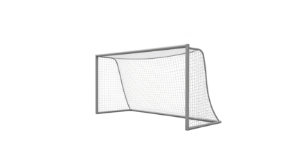 Soccer goal with white net, designed for outdoor sports, showcasing sturdy frame and mesh netting, ideal for training and games