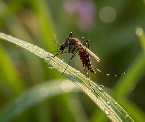 Naklejka premium Mosquito on the leaf