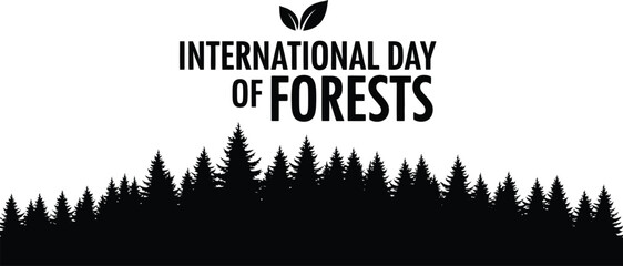 International day of forests celebrated with trees and leaf symbol