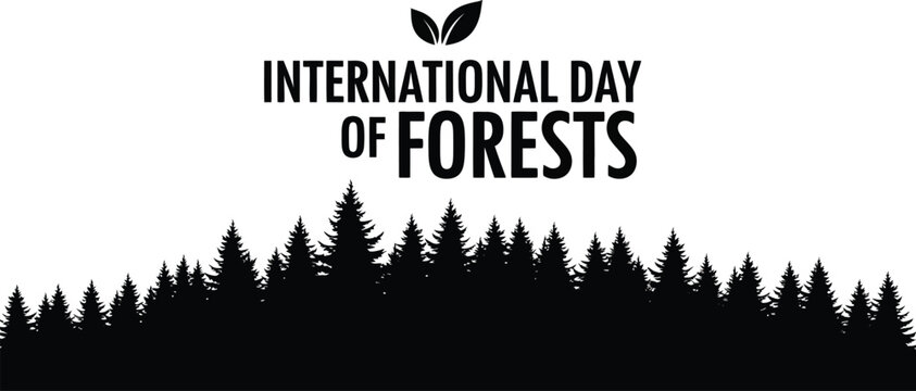 International day of forests celebrated with trees and leaf symbol