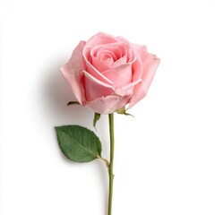 Fototapeta premium Single pink rose on white background (1)