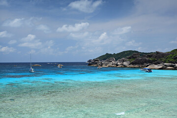 Fototapeta premium The natural beauty clear water and white sandy beach of Similan Islands in Similan National Park. Phang Nga Province, Thailand