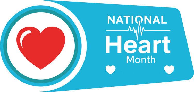 Celebrate National Heart Month with a vibrant red heart and pulse graphic, promoting health awareness.
