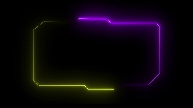 HUD, UI, GUI futuristic user interface screen animation. Futuristic viewfinder of the future Sci-fi concept design. Callouts title. Modern banner, frame of lower third. Neon hologram screen overlay.4k