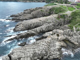 福井県 東尋坊から見る絶景の景色 ドローン空撮