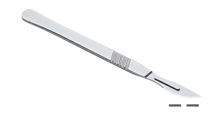 Isolated scalpel or surgical knife close-up with a long handle and a sharp blade used in surgery