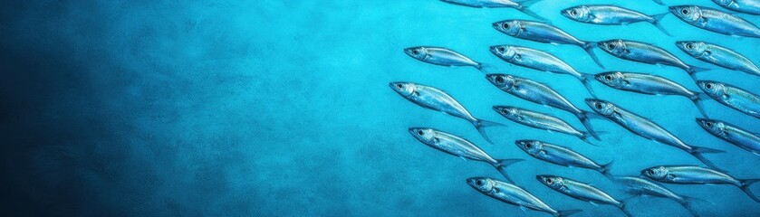 A serene underwater scene showcasing a school of fish swimming gracefully.