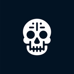 Stylized White Sugar Skull Illustration on Dark Background