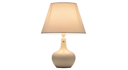 Isolated table lamp with shade, soft illumination for bedroom or living room decor