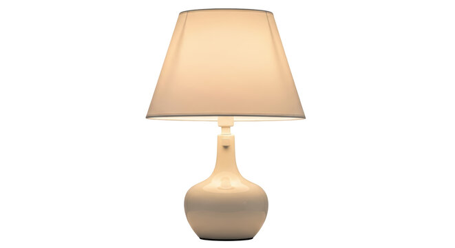 Isolated table lamp with shade, soft illumination for bedroom or living room decor