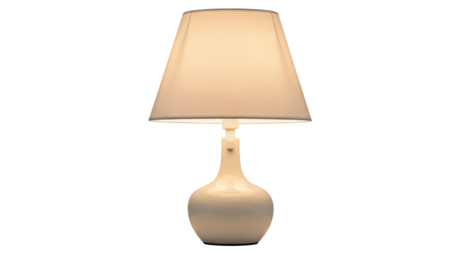 Isolated table lamp with shade, soft illumination for bedroom or living room decor
