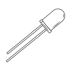 LED (Light emitting diode) editable stroke on white background. Symbol outline icon. Vector illustration EPS 10.