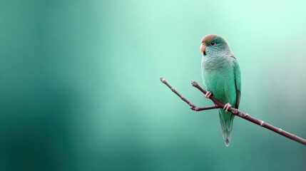 Obraz premium A small green lorikeet perched delicately on a branch nature setting wildlife photography serene environment close-up view