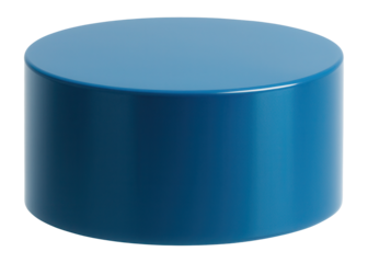 Blue cylinder podium for product display in empty space.